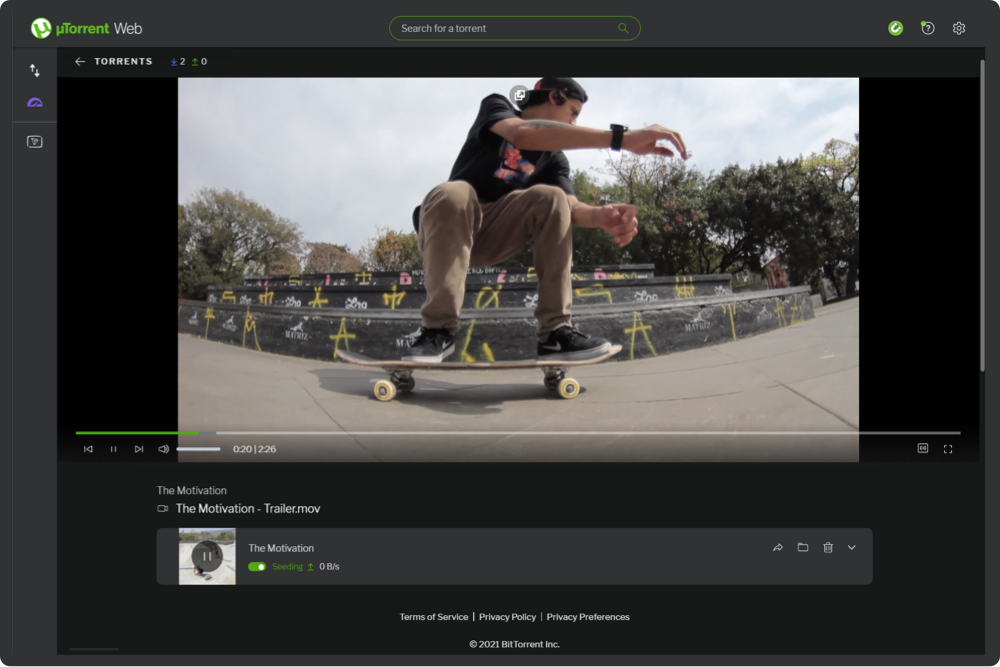 µTorrent Web Screenshot
